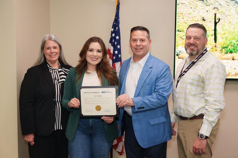 Photo image from left to right: MAG Executive Director Audra Koester Thomas, MAG Regional Council Chair Alexis Hermosillo, San Tan Valley Mayor Daren Schnepf and Town of San Tan Valley Town Manager Brent Billingsley.